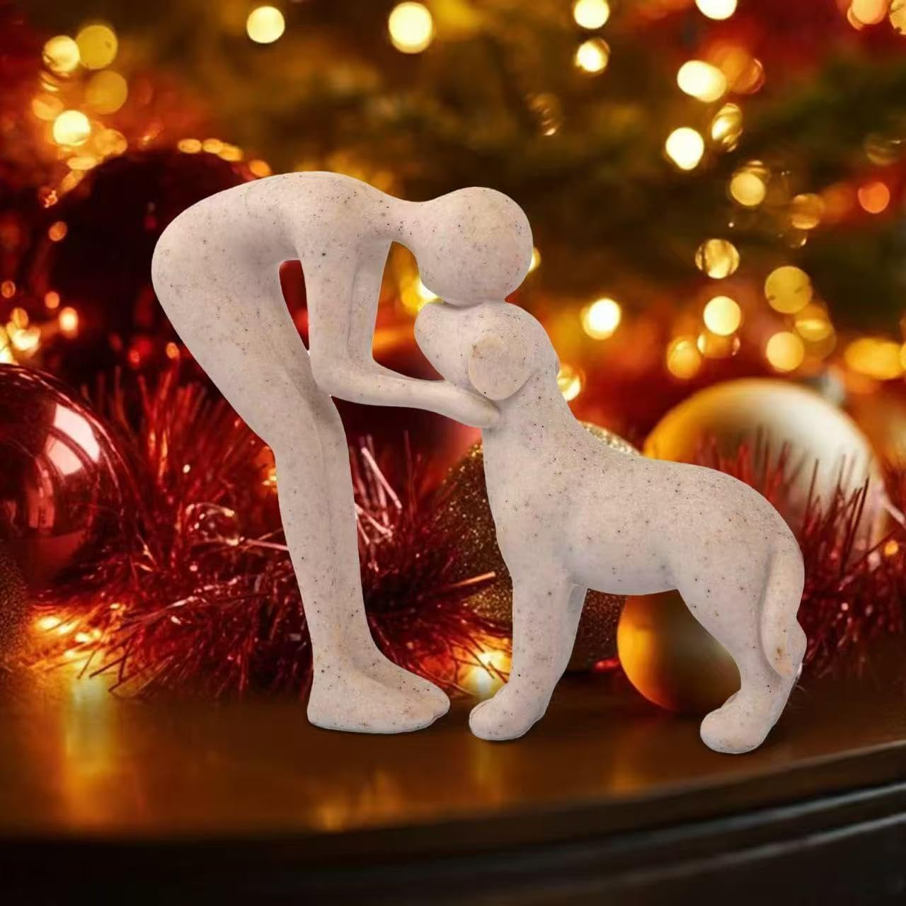 Dog Sculpture Home Decor Cute Man and Dog Statue Decoration