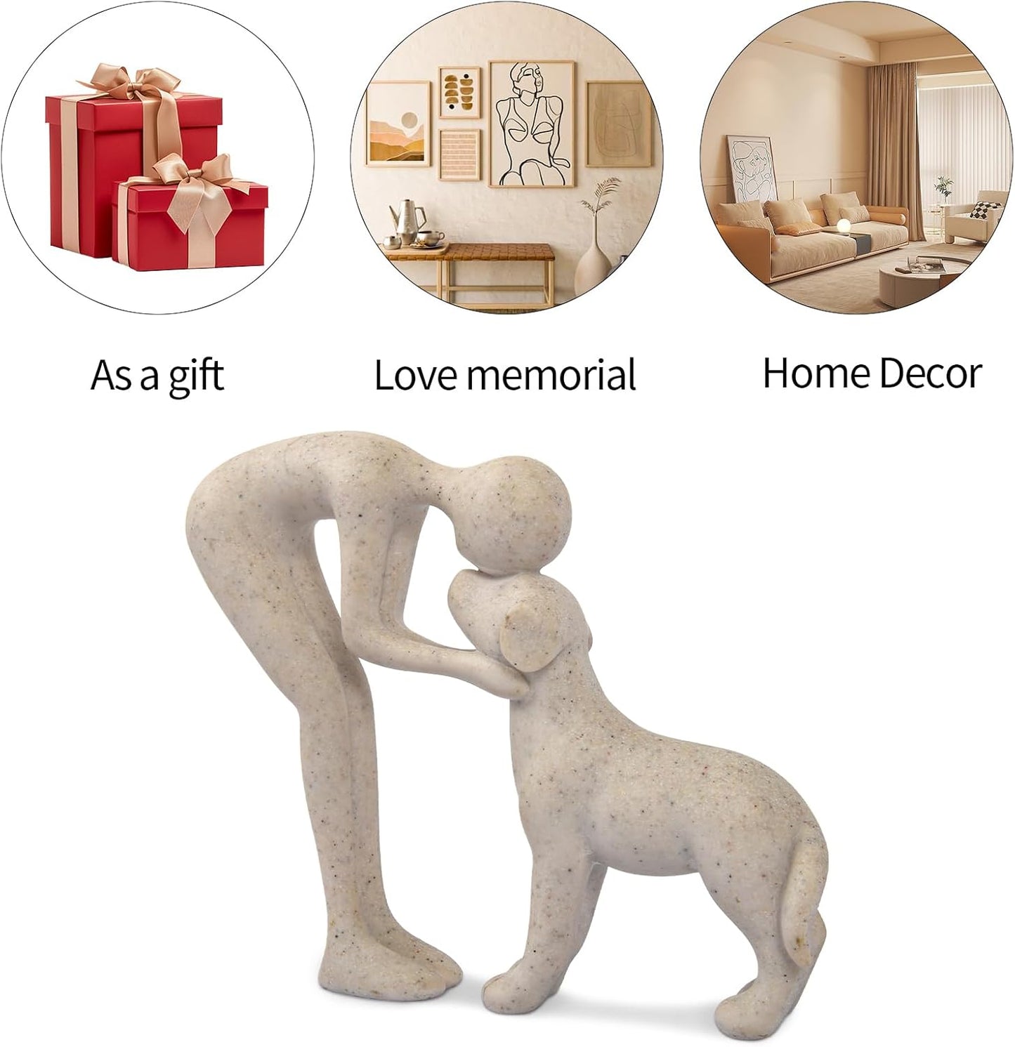 Dog Sculpture Home Decor Cute Man and Dog Statue Decoration