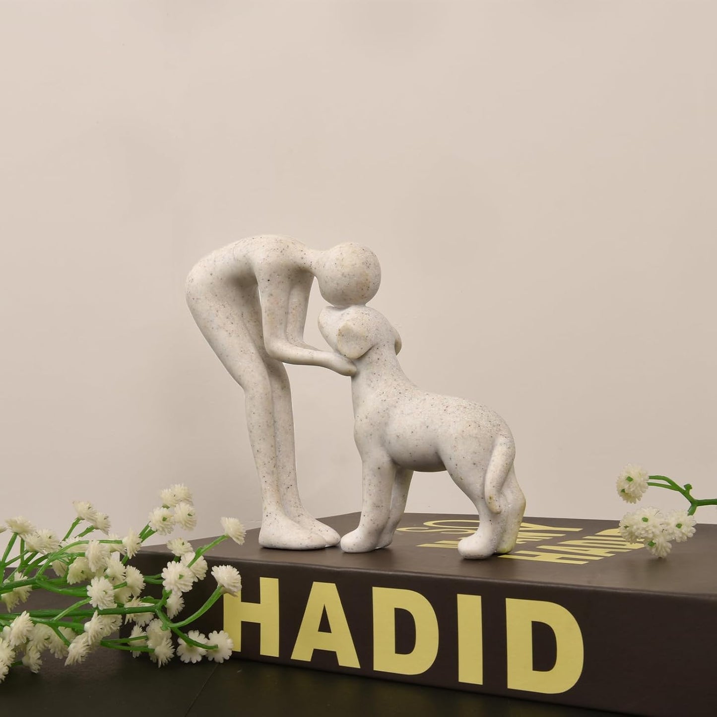 Dog Sculpture Home Decor Cute Man and Dog Statue Decoration