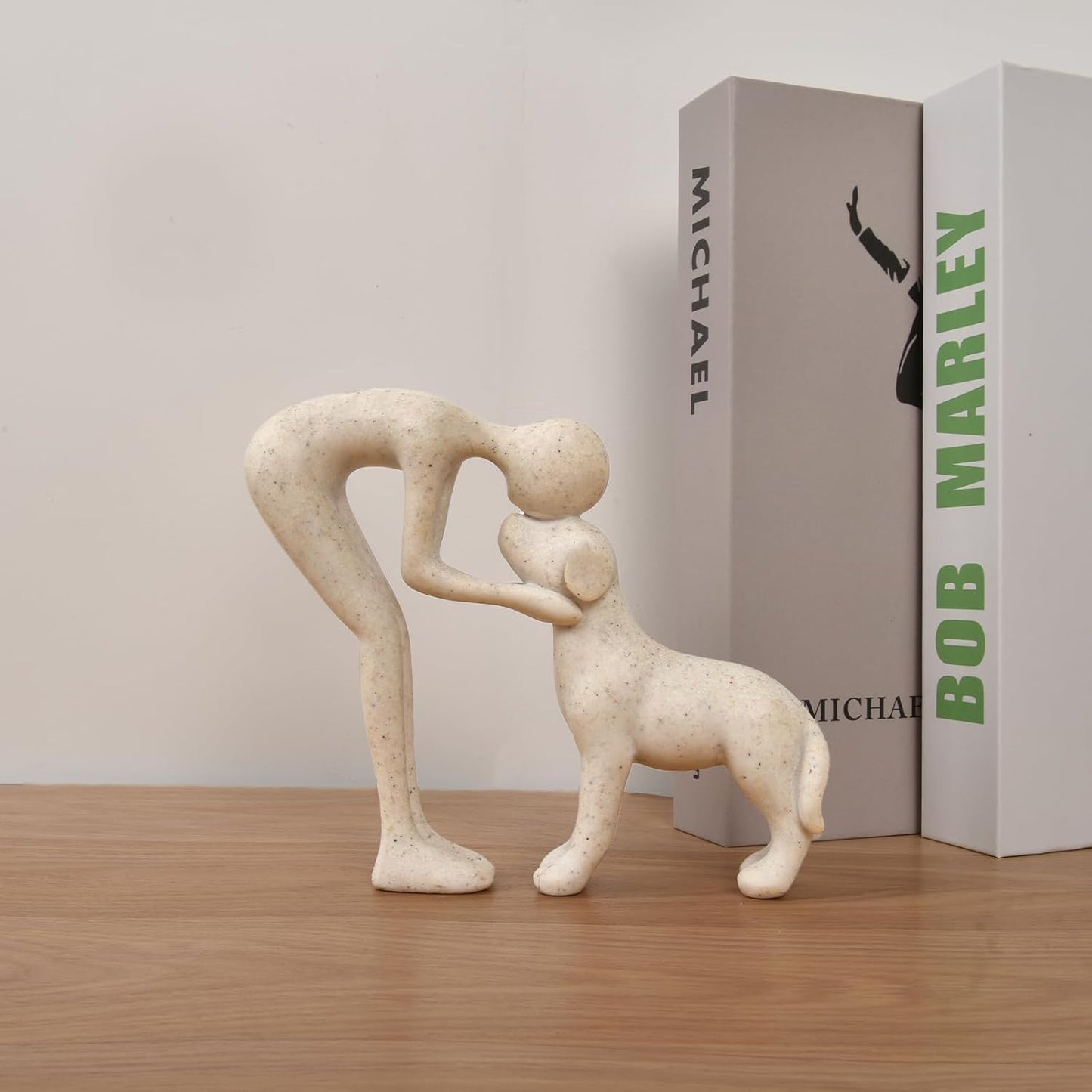 Dog Sculpture Home Decor Cute Man and Dog Statue Decoration