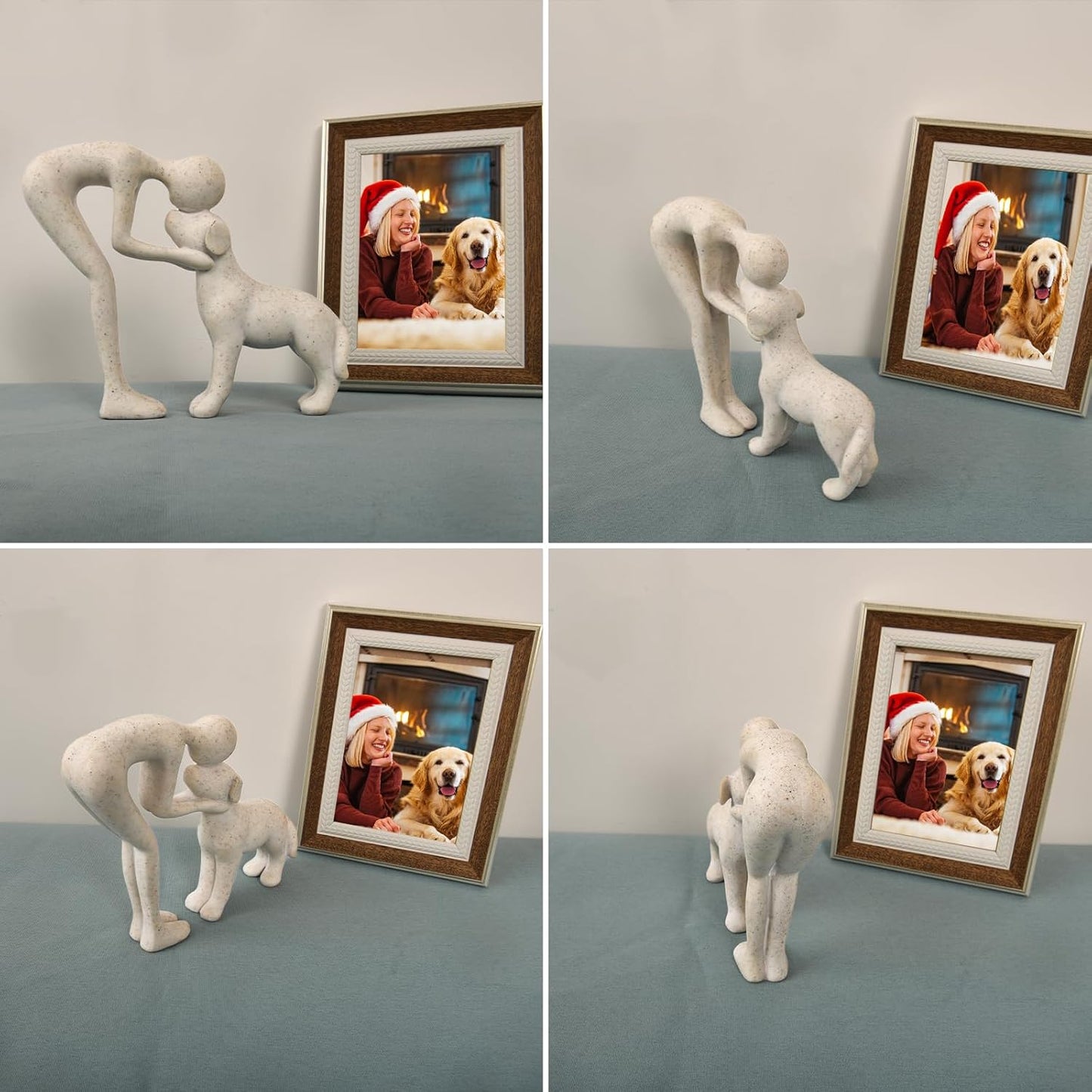 Dog Sculpture Home Decor Cute Man and Dog Statue Decoration