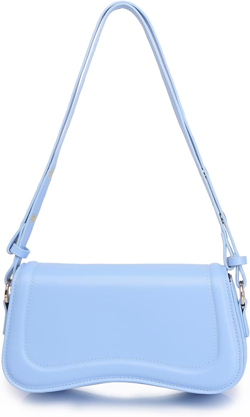 Shoulder Bag for women Clutch Purse Handbag PU Leather Tote Bag (Light Blue)