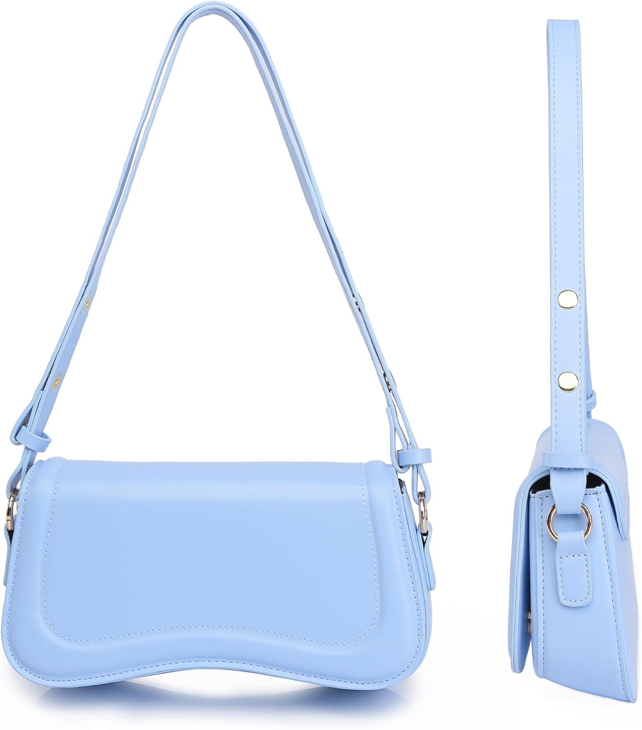 Shoulder Bag for women Clutch Purse Handbag PU Leather Tote Bag (Light Blue)