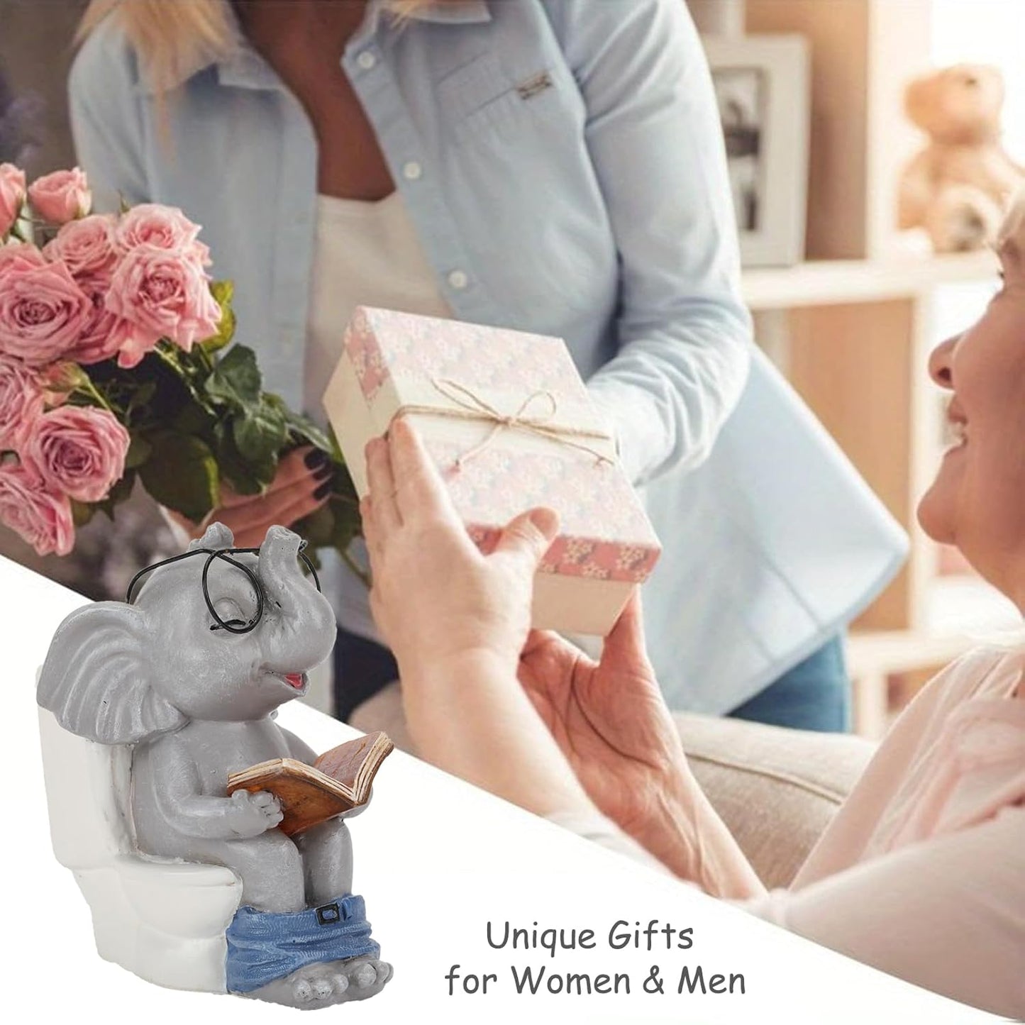 Funny White Elephant Elephant Statue Solar Outdoor Garden Decoration