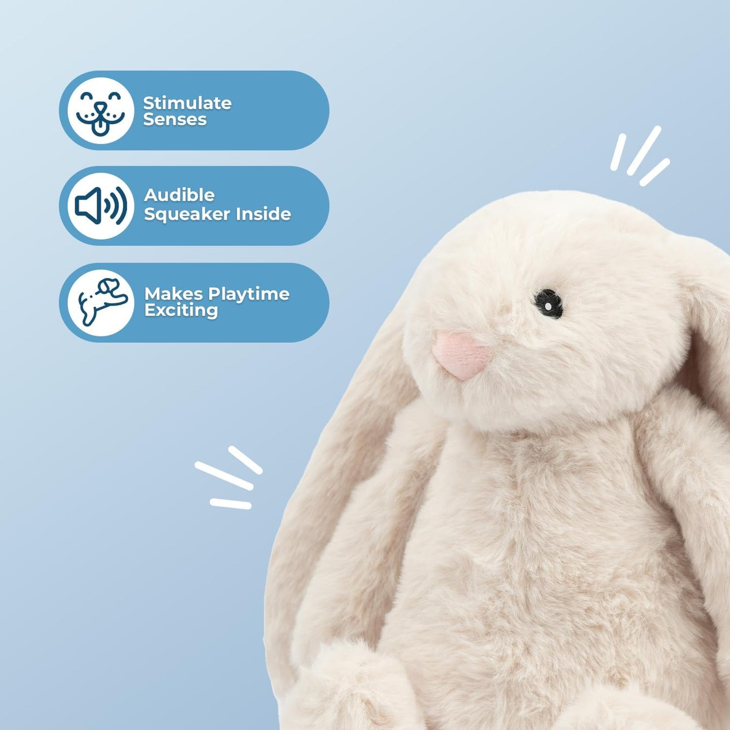 Interactive Bunny Buddy Dog Toy with Crinkle and Squeaky
