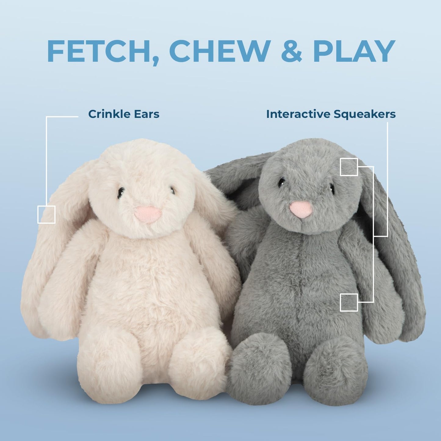 Interactive Bunny Buddy Dog Toy with Crinkle and Squeaky