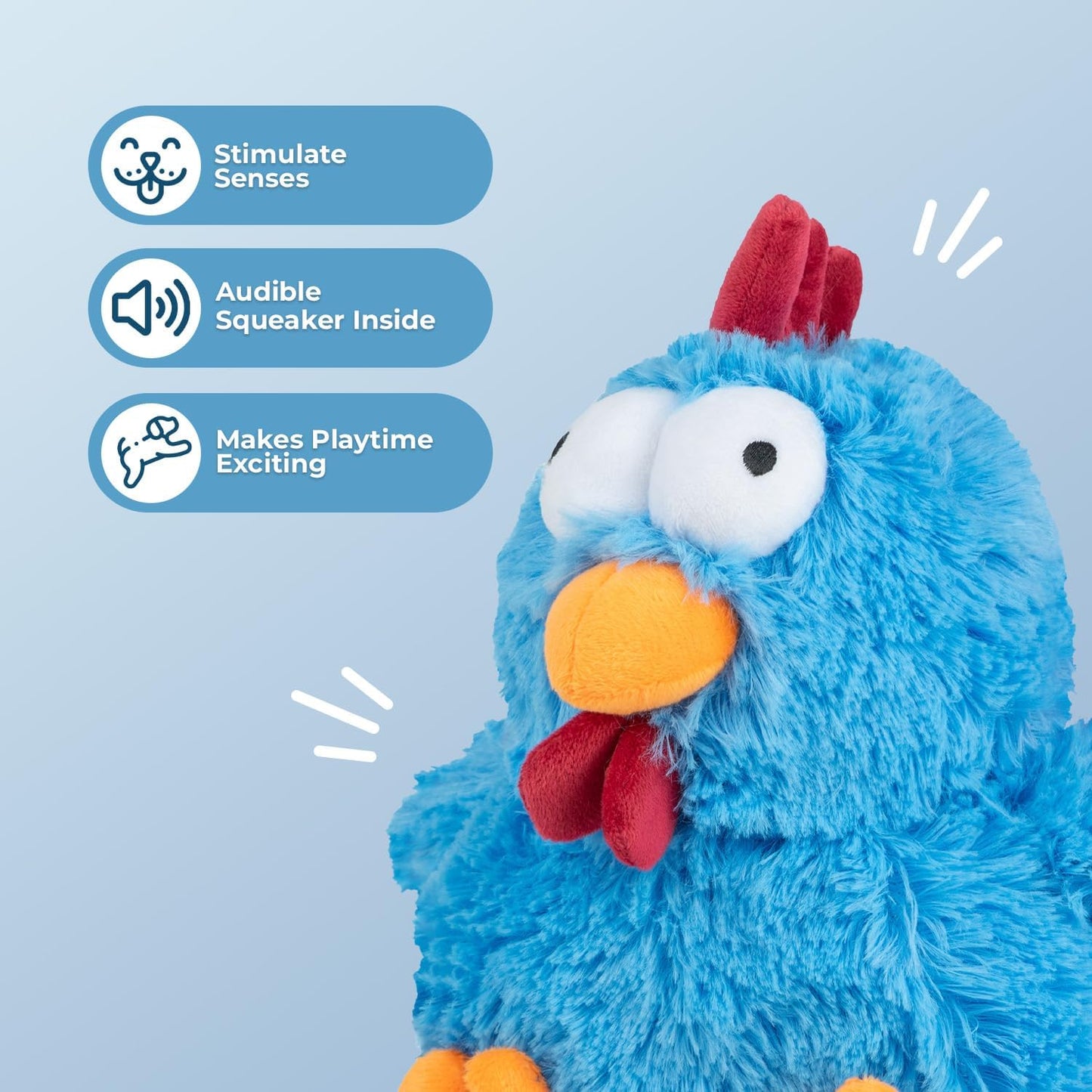 Mrs. Cluck Interactive Squeaky Plush Toy for Small and Medium Breed Puppies