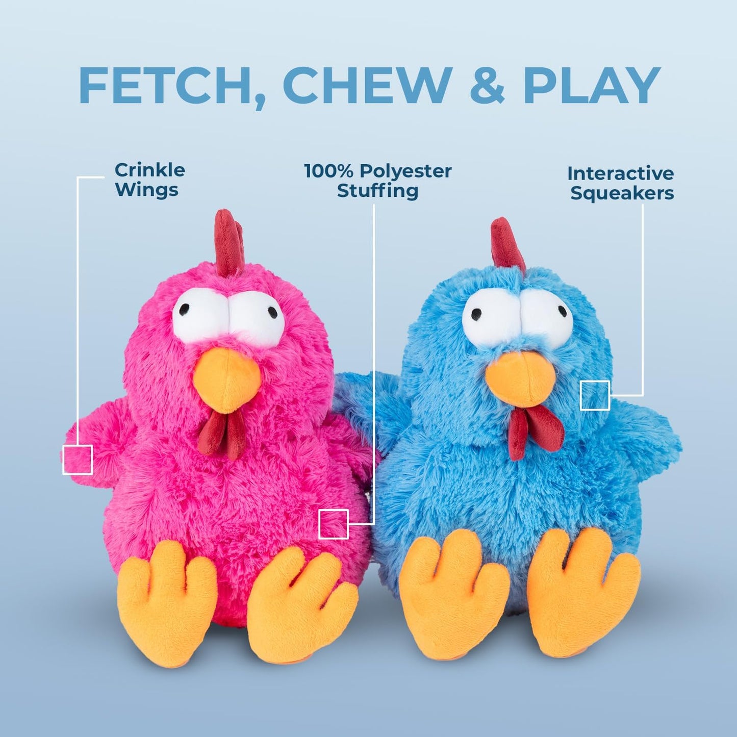 Mrs. Cluck Interactive Squeaky Plush Toy for Small and Medium Breed Puppies