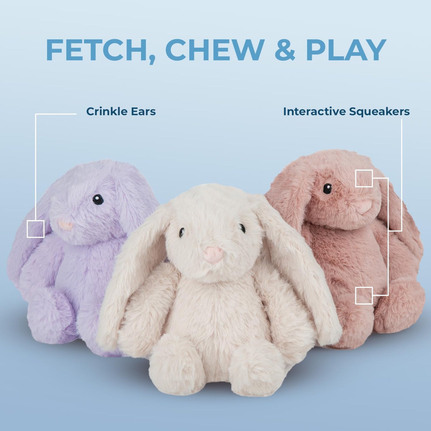 Interactive Bunny Buddy Dog Toy with Crinkle and Squeaky Enrichment