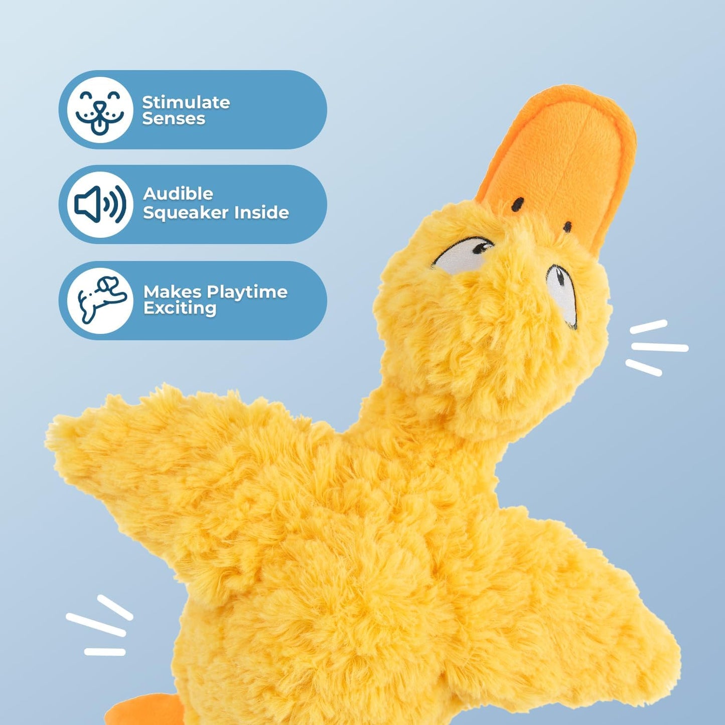 Ducky Doodle Squeaky Crinkle Plush Toy for Small and Medium Breed Puppies