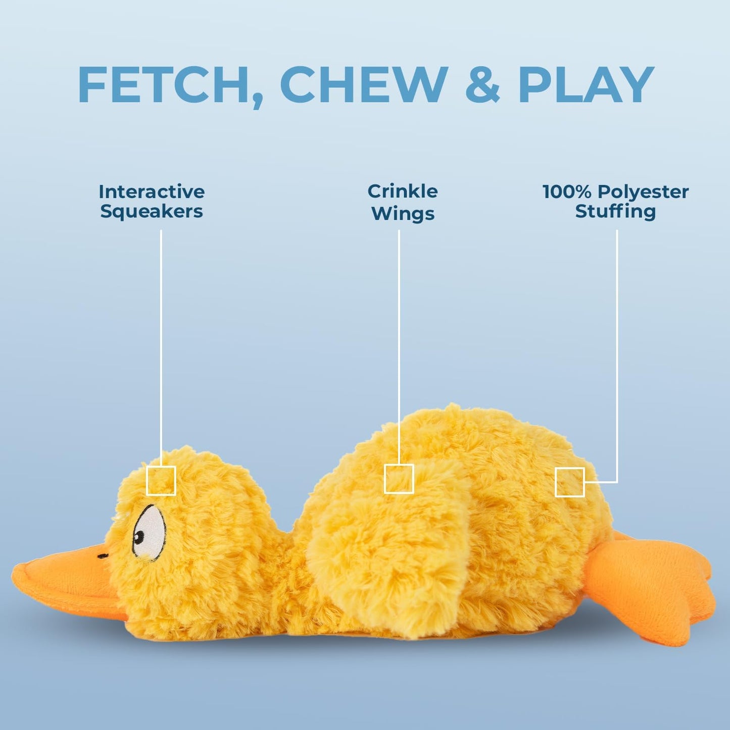 Ducky Doodle Squeaky Crinkle Plush Toy for Small and Medium Breed Puppies