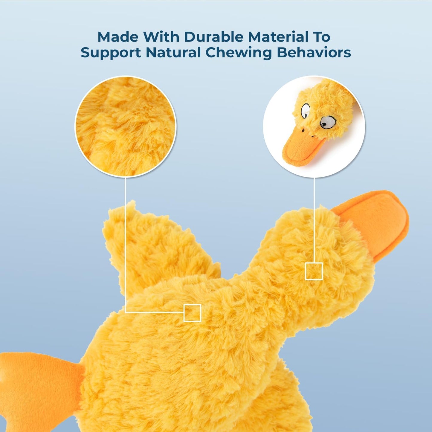 Ducky Doodle Squeaky Crinkle Plush Toy for Small and Medium Breed Puppies