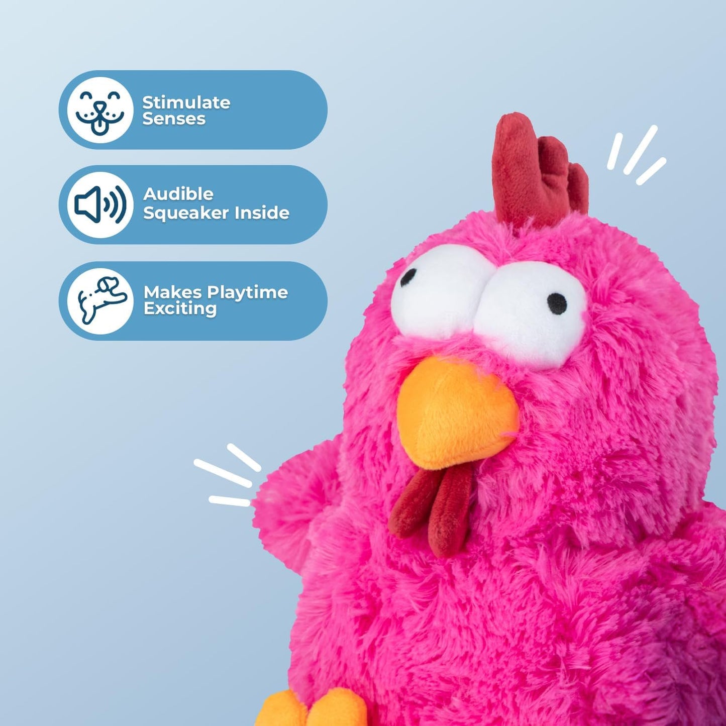 Mrs. Cluck Interactive Squeaky Plush Toy for Small and Medium Breed Puppies