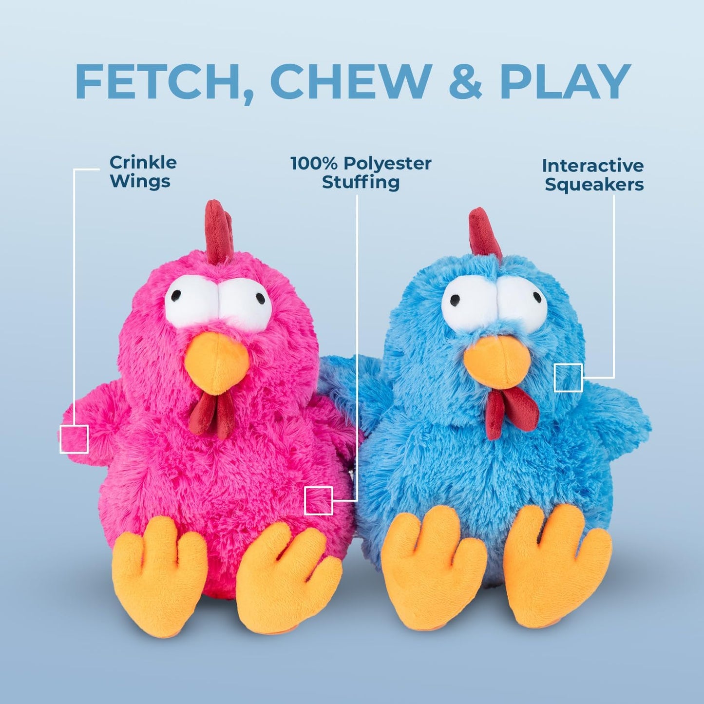 Mrs. Cluck Interactive Squeaky Plush Toy for Small and Medium Breed Puppies