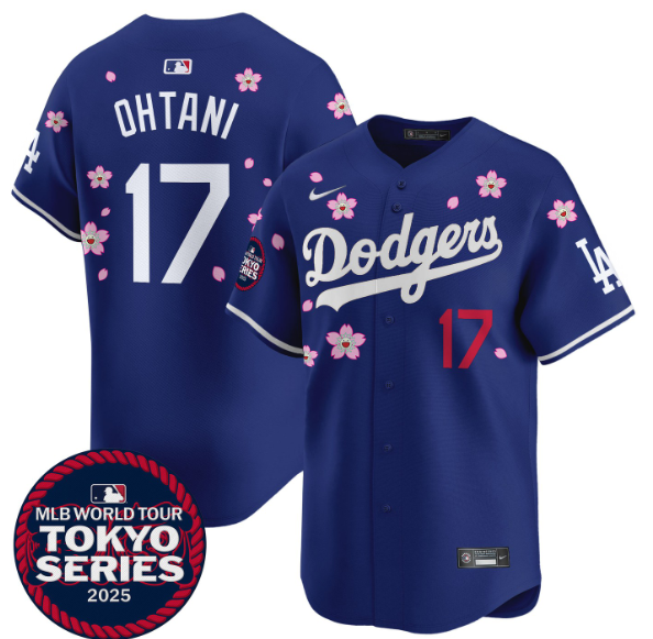 #17 OHTANI Dodgers 2025 Tokyo Series Stitched Jersey - BLUE - Men