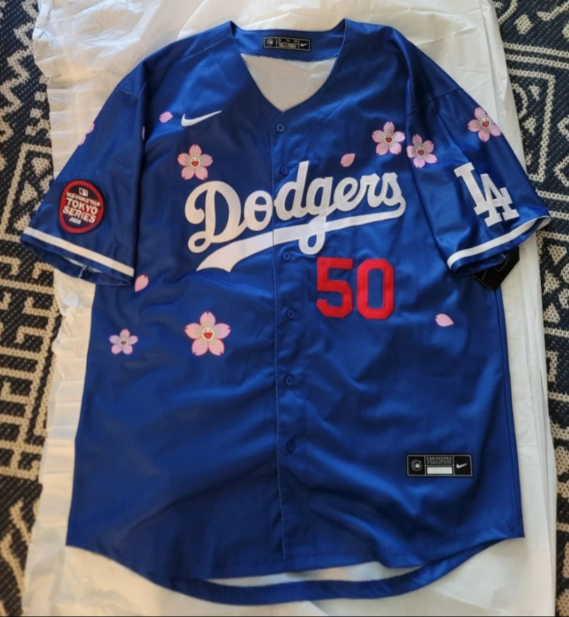 #50 Betts Dodgers 2025 Tokyo Series Stitched Jersey - BLUE - Men