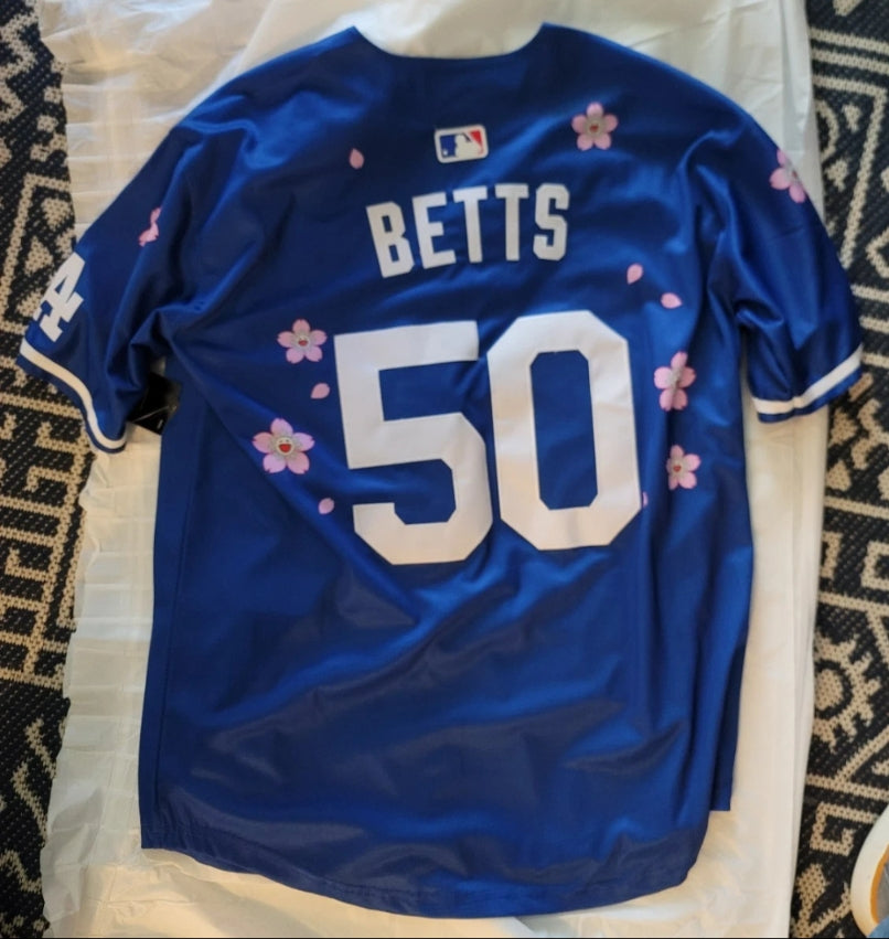 #50 Betts Dodgers 2025 Tokyo Series Stitched Jersey - BLUE - Men