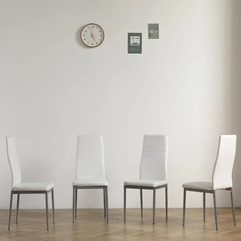 Set of 4 Dining Chairs Kitchen Restaurant with Cushion and High Back Metal Leg
