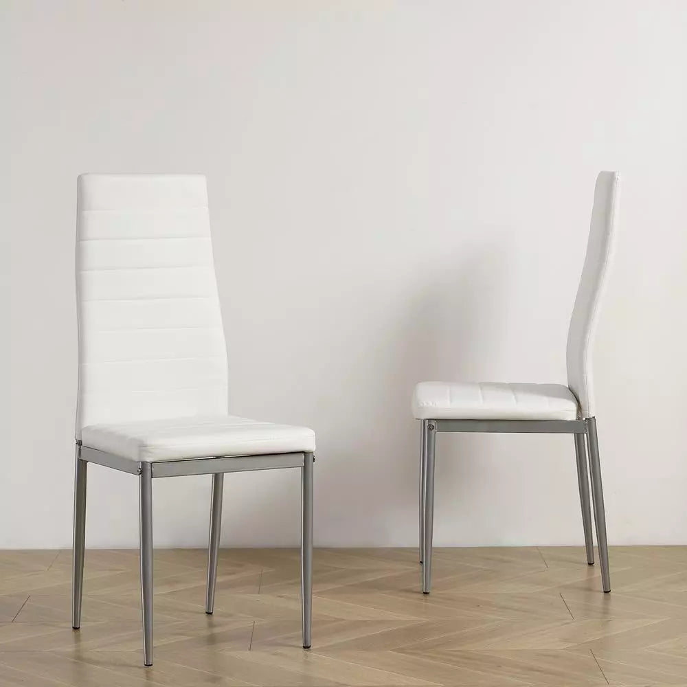 Set of 4 Dining Chairs Kitchen Restaurant with Cushion and High Back Metal Leg