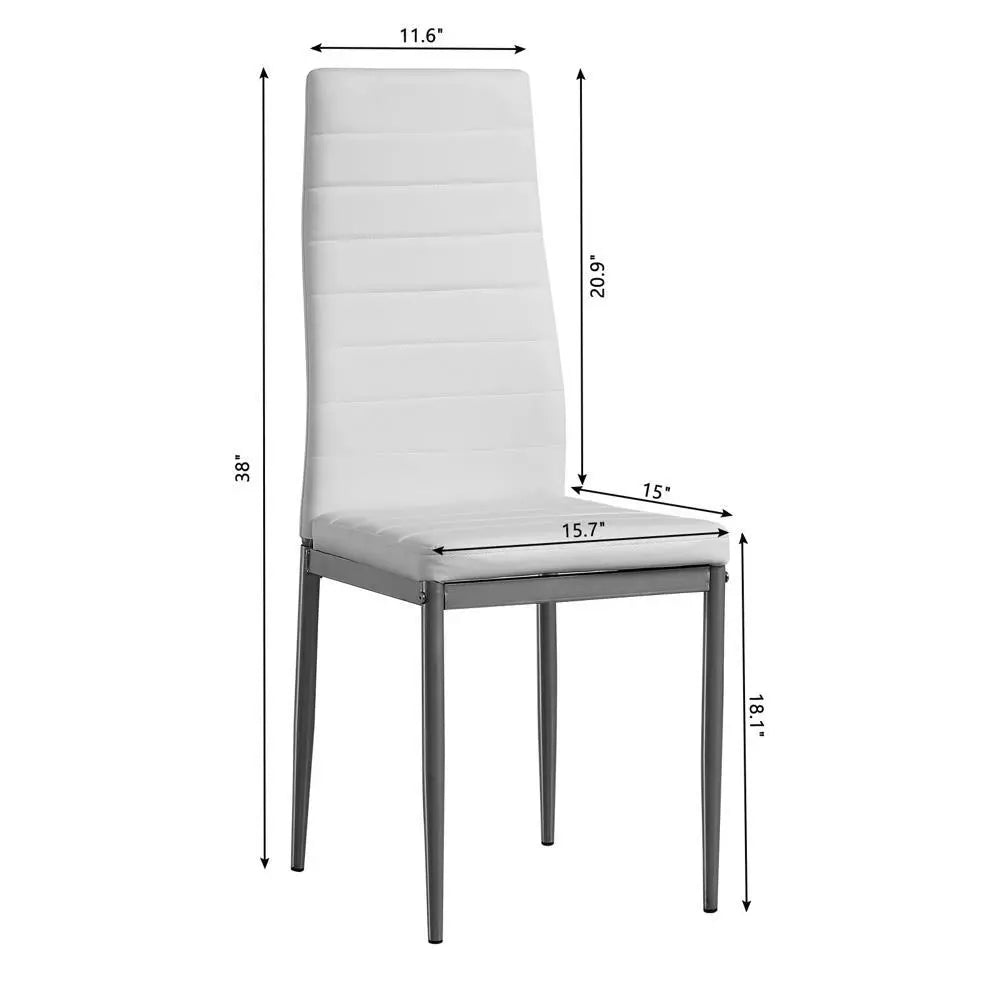 Set of 4 Dining Chairs Kitchen Restaurant with Cushion and High Back Metal Leg