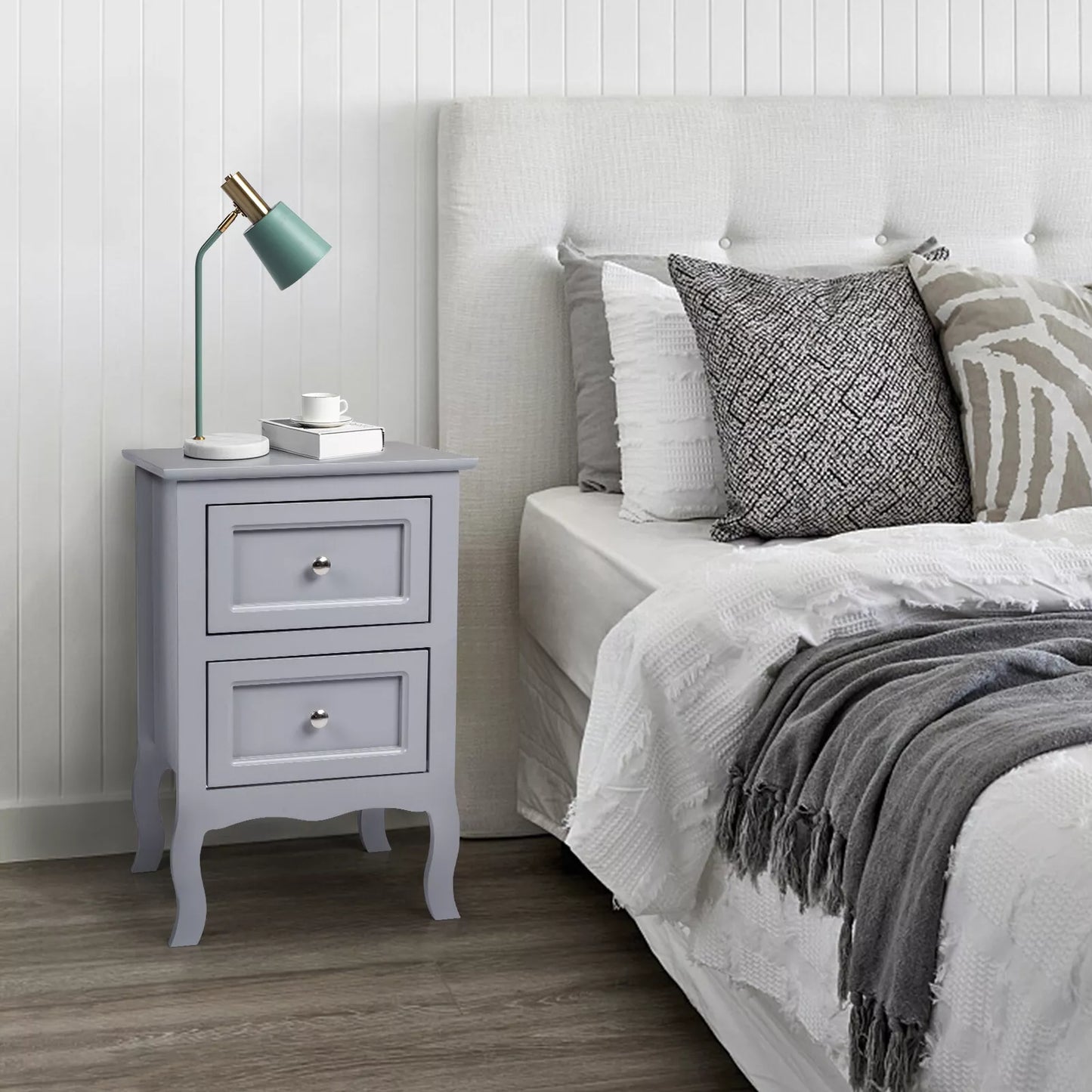 Set of 2 Bedroom Nightstand Modern Bedside Table End Table with 2 Drawers Furniture