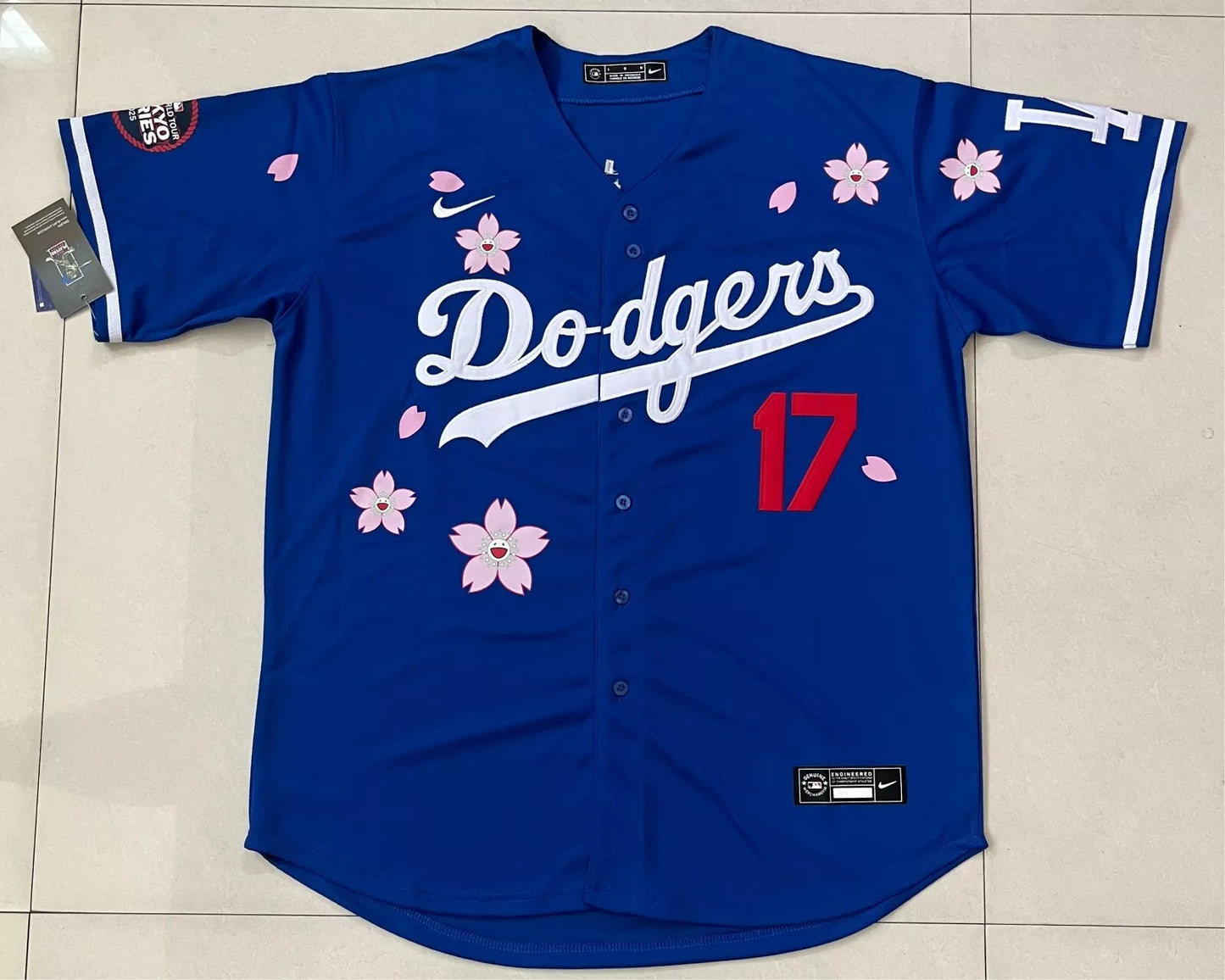 #17 OHTANI Dodgers 2025 Tokyo Series Stitched Jersey - BLUE - Kanji - Men