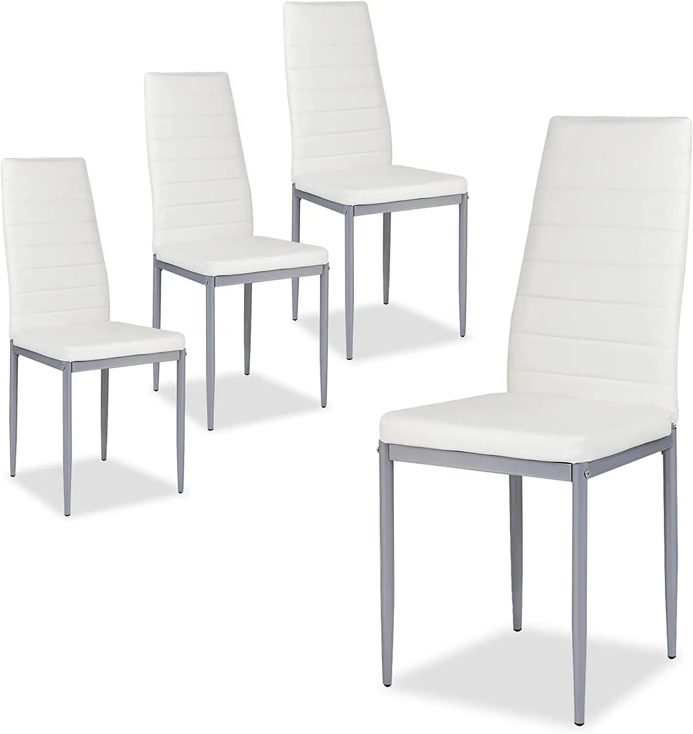 Set of 4 Dining Chairs Kitchen Restaurant with Cushion and High Back Metal Leg