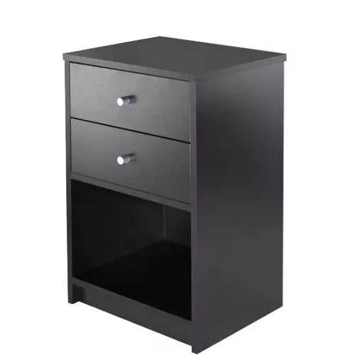 Modern Nightstand End Side Table with 2 Drawer Bedside Table with Shelve Storage