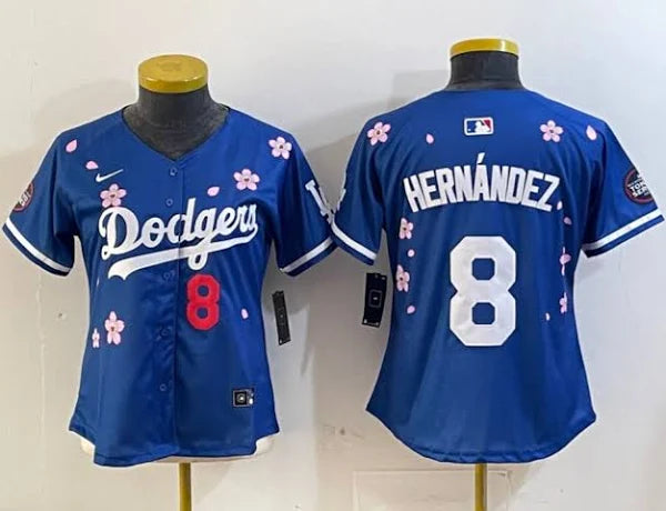 #8 Hernandez Dodgers 2025 Tokyo Series Stitched Jersey - BLUE - Women