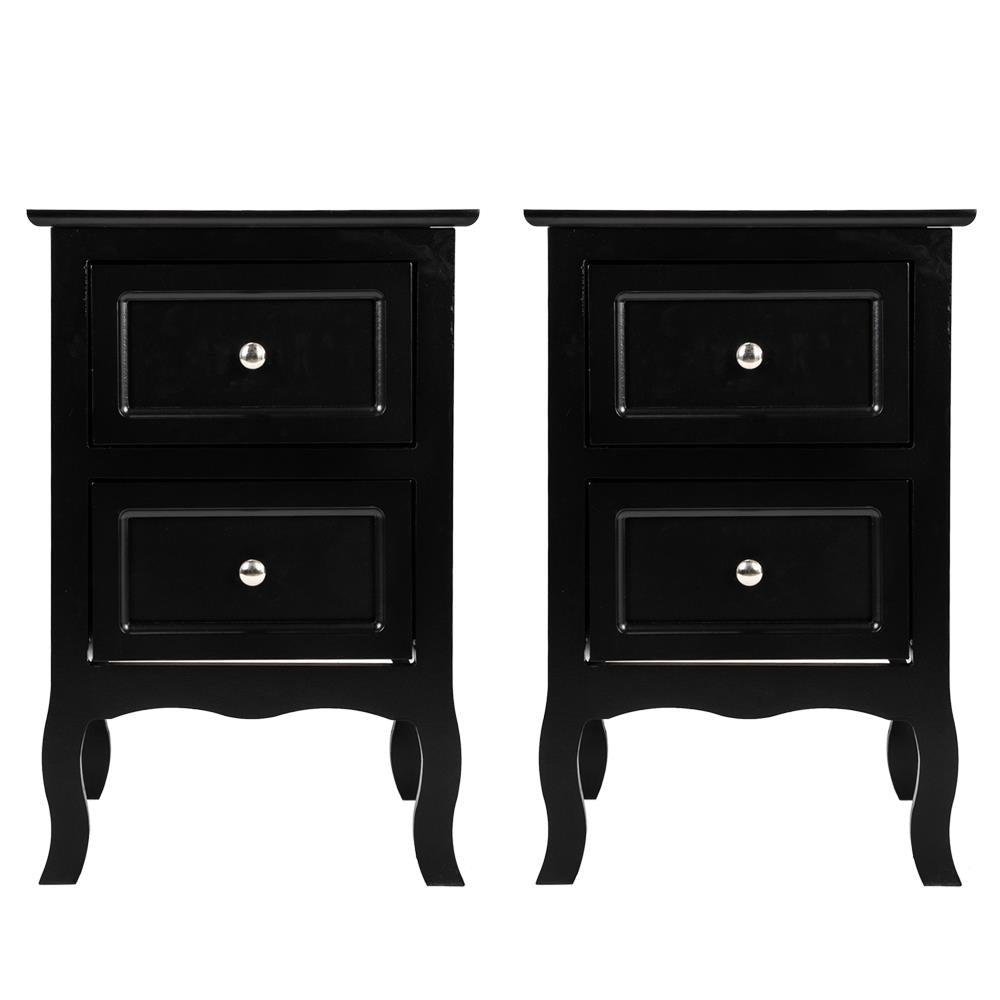 Set of 2 Bedroom Nightstand Modern Bedside Table End Table with 2 Drawers Furniture