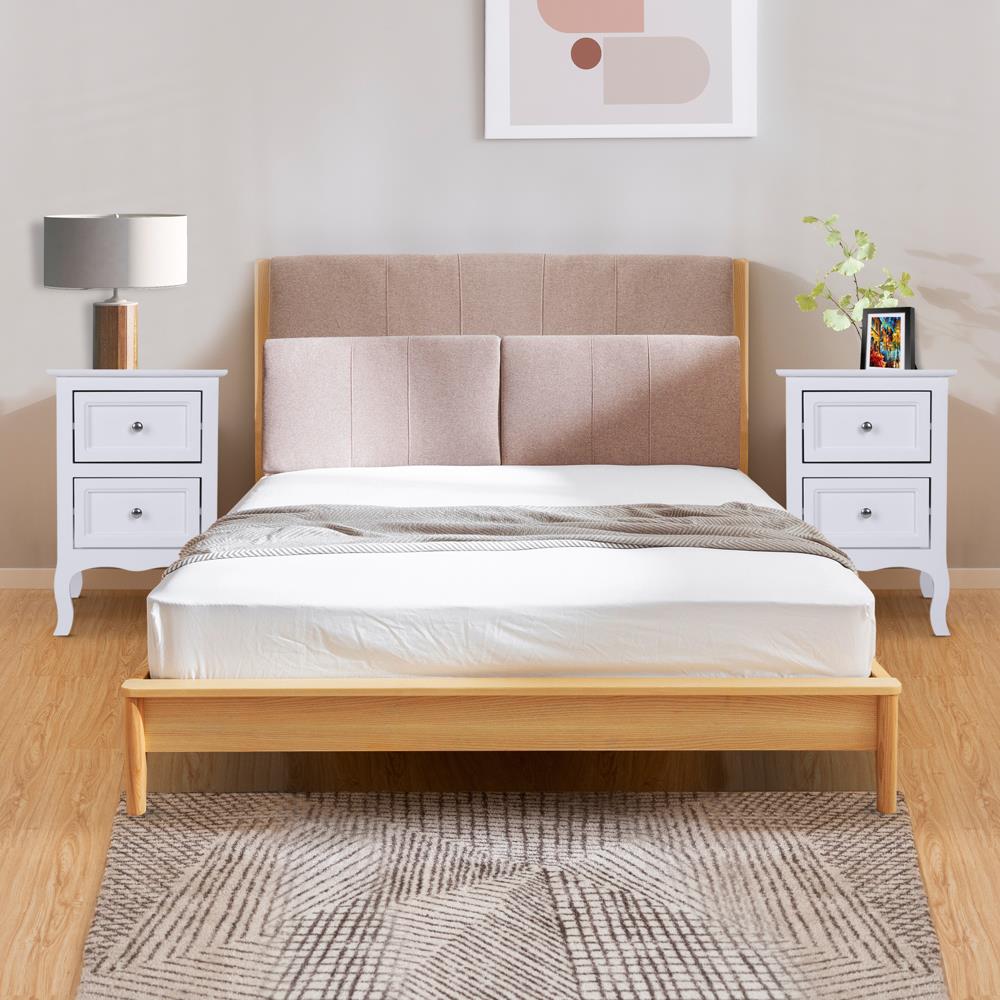 Set of 2 Bedroom Nightstand Modern Bedside Table End Table with 2 Drawers Furniture