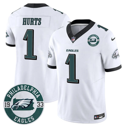 Men’s Philadelphia Eagles 2024 Vapor Limited Jersey – Est. 1933 Patch – All Stitched (Jalen Hurts)