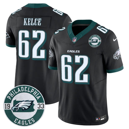 Men’s Philadelphia Eagles 2024 Vapor Limited Jersey – Est. 1933 Patch – All Stitched (Jason Kelce)