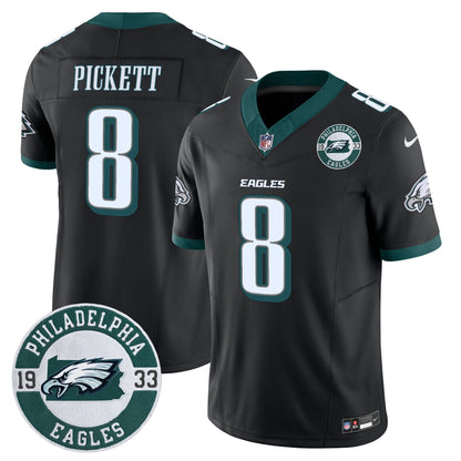 Men’s Philadelphia Eagles 2024 Vapor Limited Jersey – Est. 1933 Patch – All Stitched (kenny Pickett)