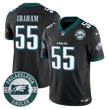 Men’s Philadelphia Eagles 2024 Vapor Limited Jersey – Est. 1933 Patch – All Stitched (Brand Graham)