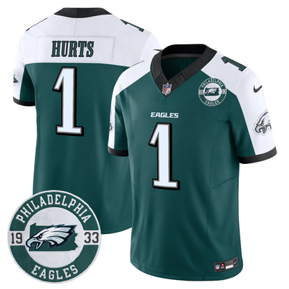 Men’s Philadelphia Eagles 2024 Vapor Limited Jersey – Est. 1933 Patch – All Stitched (Jalen Hurts)
