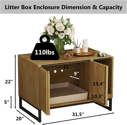 Modern Cat Litter Box Enclosure Furniture Hidden Litter Box with Cat Scratch Pad