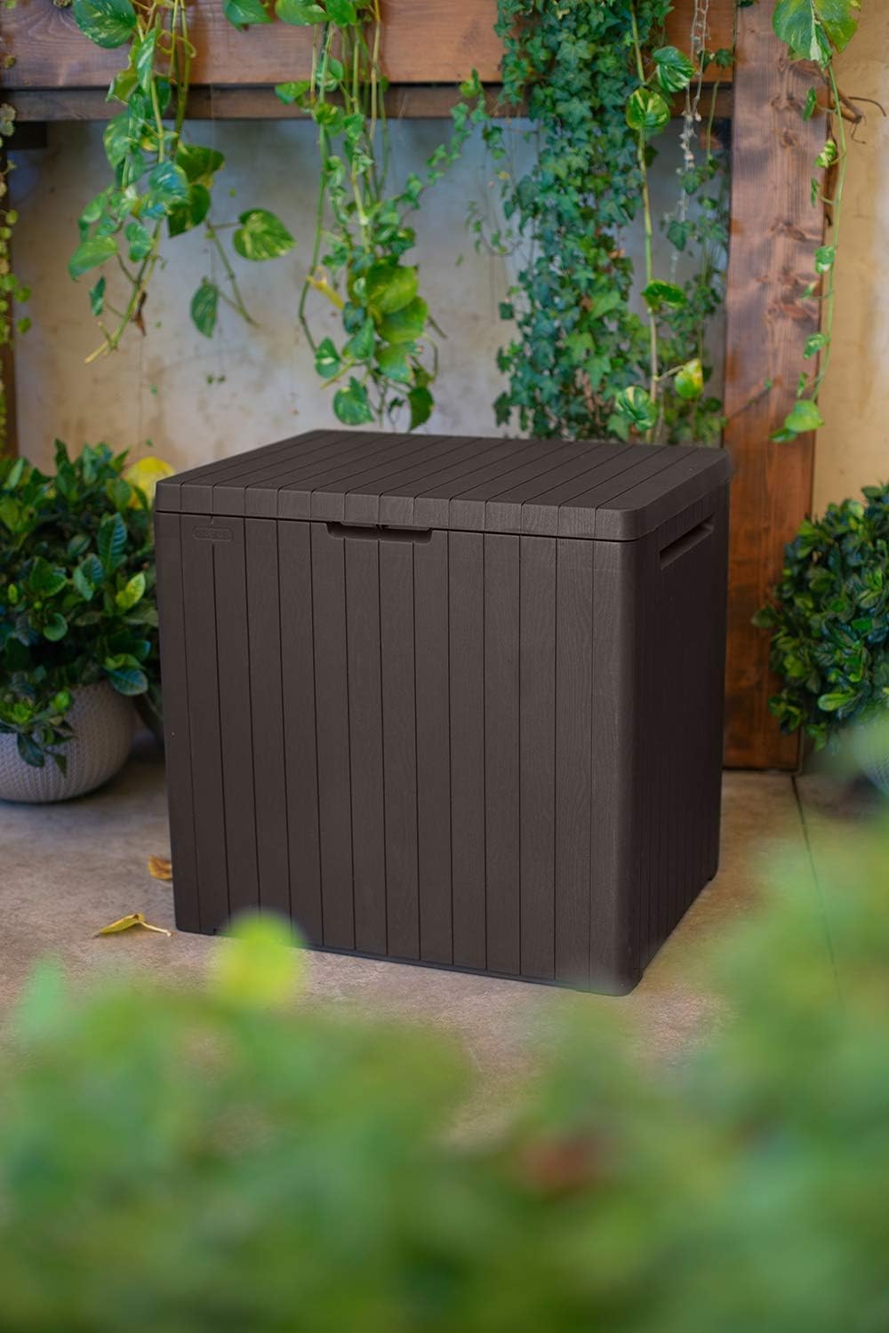 30 Gallon Resin Outdoor Storage Box and Patio Furniture Side Table