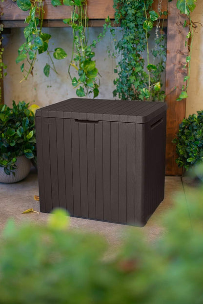 30 Gallon Resin Outdoor Storage Box and Patio Furniture Side Table