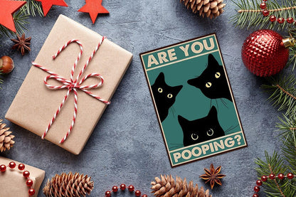 Black Cat Are You Funny Tin Signs Bathroom Wall Decor 8 x 12 Inch Home Decoration