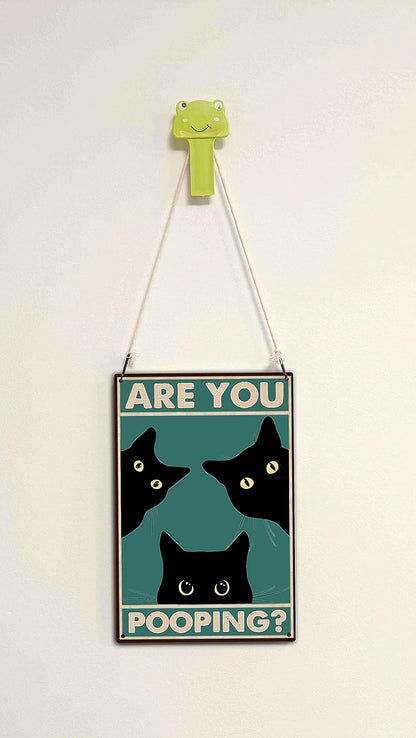 Black Cat Are You Funny Tin Signs Bathroom Wall Decor 8 x 12 Inch Home Decoration
