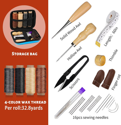 Leather Sewing Kit, Leather Stitching Kit, Leather Working Kit with Leather Needles