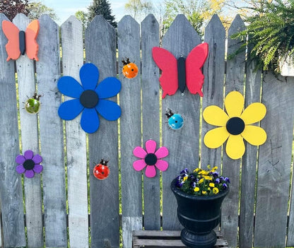 5 Metal Garden Wall Art Decorative Set of 4 Cute Ladybugs Outdoor Wall Sculptures