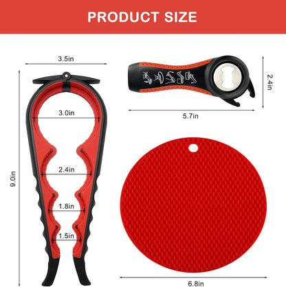 5 in 1 Multi Function Bottle Opener Lid Opener (red)
