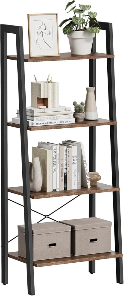 4-Tier Bookshelf, Storage Rack, Bookcase with Steel Frame