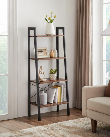 4-Tier Bookshelf, Storage Rack, Bookcase with Steel Frame