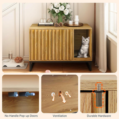 Modern Cat Litter Box Enclosure Furniture Hidden Litter Box with Cat Scratch Pad