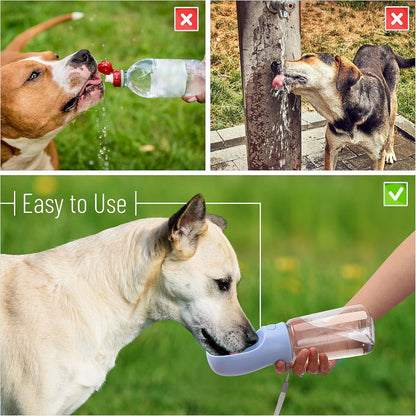 Dog Water Bottle, 19oz, Large, Blue, Portable Dog Water Bottle, Dog Travel Water Bottle
