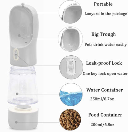 Multifunctional and Portable Dog Travel Water Dispenser with Food Container