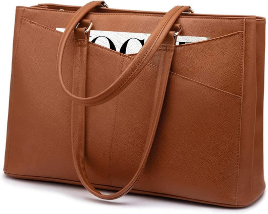 Laptop Tote Bag for Women 15.6 Inch Waterproof Leather Computer Bags